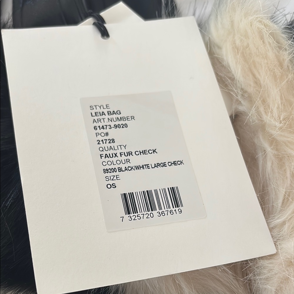 Stand Studio Black and White Faux Fur Leia Bag